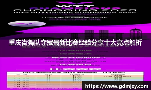 重庆街舞队夺冠最新比赛经验分享十大亮点解析